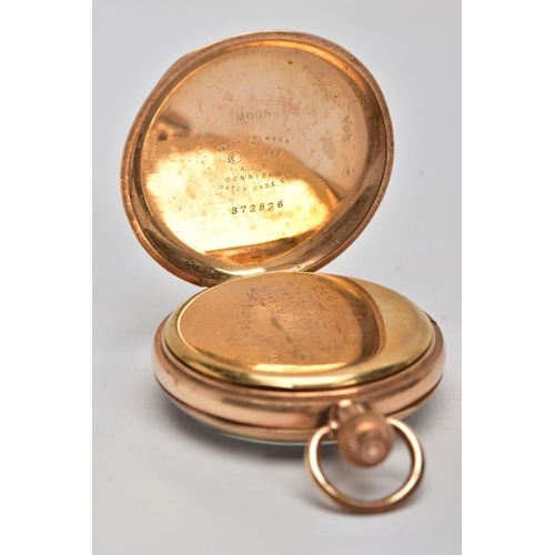 14 - A GOLD PLATED OPEN FACE 'WALTHAM' POCKET WATCH, round white dial signed 'Waltham U.S.A' Roman numera... 