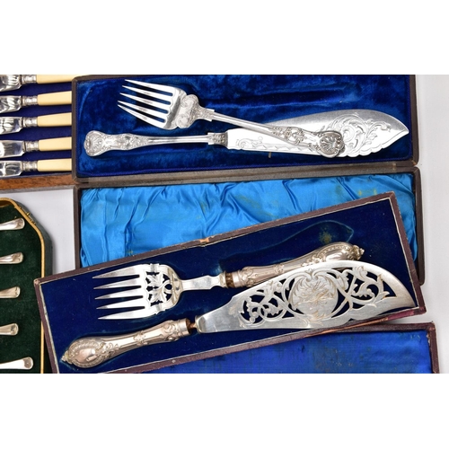 162 - A BOX OF CASED CUTLERY SETS AND A CANTEEN OF CUTLERY, to include six cased sets of cutleries such as... 