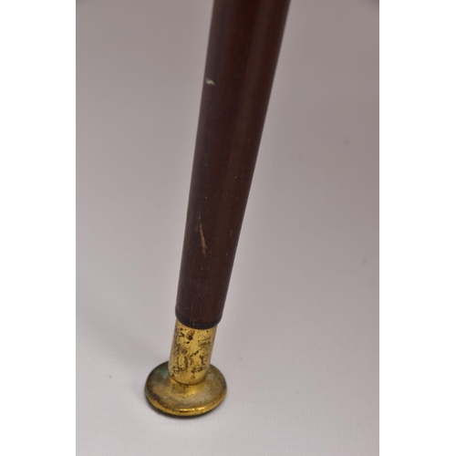 169 - A TEAK WOODEN CANTEEN, raised on four tapered legs with brass fittings to the bottom of each, opens ... 