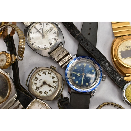 182 - A BOX OF ASSORTED LADIES AND GENT'S WRISTWATCHES, various designs, styles and colours, some fitted w... 