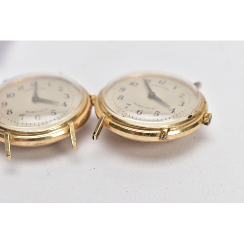 185 - TWO 'HAMILTON' ELECTRIC' WATCH CASES, each with a round silver dial, signed 'Hamilton Electric', Ara... 