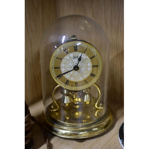 191 - NINETEEN MANTLE AND BEDSIDE CLOCKS, to include four plastic domed rotating pendulum clocks, such as ... 