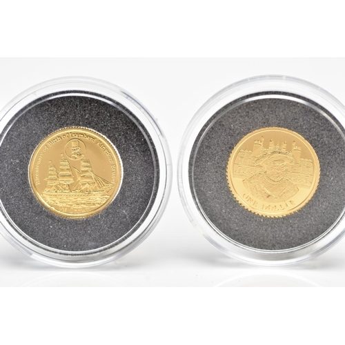 223 - TWO GOLD MINIATURE COINS to include a 2006 Isanbard Kingdom Brunel 200th Anniversary coin and a Henr... 