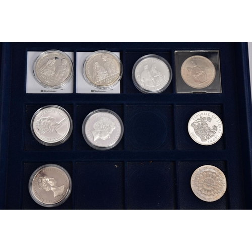 225 - FIVE BOXES OF UK COINAGE to include silver proofs of Great Britain, Brunel, Churchill, Darwin, Eliza... 