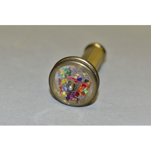 352 - A LATE 20TH CENTURY SHELAGH KOCH KALEIDOSCOPE, the ribbed body engraved with initials and date, leng... 