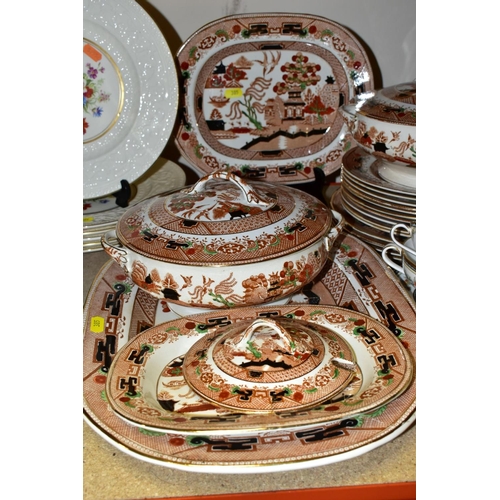 385 - A QUANTITY OF CERAMICS, DINNERWARES, ETC, including a chintz two tier cake stand, a set of six Minto... 