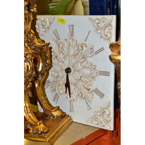 421 - ELEVEN VARIOUS CLOCKS, all with quartz movements, including two wall clocks, a Churchill mantel cloc... 