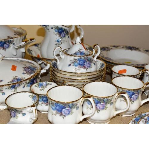 422 - A ROYAL ALBERT 'MOONLIGHT ROSE' PATTERN DINNER AND TEA SERVICE WITH MATCHING ORNAMENTAL ITEMS, etc, ... 