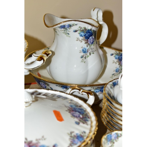 422 - A ROYAL ALBERT 'MOONLIGHT ROSE' PATTERN DINNER AND TEA SERVICE WITH MATCHING ORNAMENTAL ITEMS, etc, ... 