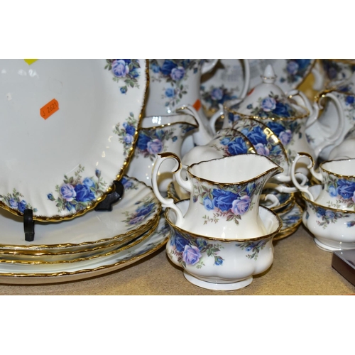 422 - A ROYAL ALBERT 'MOONLIGHT ROSE' PATTERN DINNER AND TEA SERVICE WITH MATCHING ORNAMENTAL ITEMS, etc, ... 