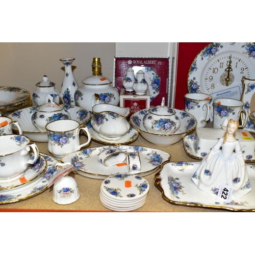 422 - A ROYAL ALBERT 'MOONLIGHT ROSE' PATTERN DINNER AND TEA SERVICE WITH MATCHING ORNAMENTAL ITEMS, etc, ... 