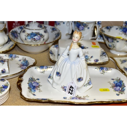 422 - A ROYAL ALBERT 'MOONLIGHT ROSE' PATTERN DINNER AND TEA SERVICE WITH MATCHING ORNAMENTAL ITEMS, etc, ... 