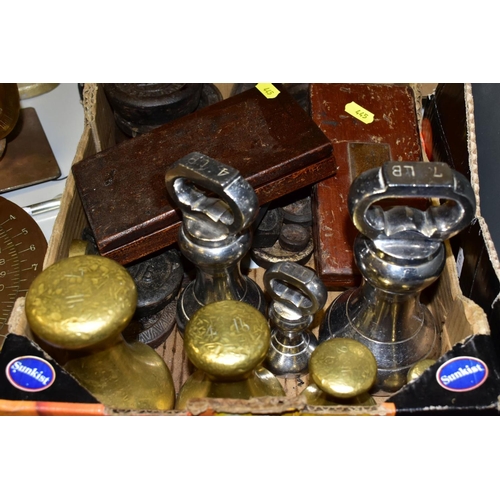 445 - A BOX OF VARIOUS WEIGHTS, comprising a boxed incomplete set of Lancashire County Council '8oz to ½DR... 