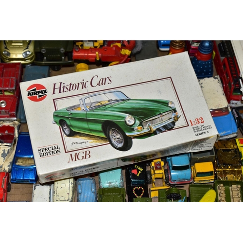 466 - A QUANTITY OF UNBOXED AND ASSORTED PLAYWORN DIECAST VEHICLES, to include Spot-On-Fiat 500 No. 185, D... 