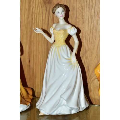 476 - FIVE ROYAL DOULTON FIGURES, Karen HN5021, Alexandra HN3292, Katrina HN4467, Kirsty HN4783, and Fair ... 