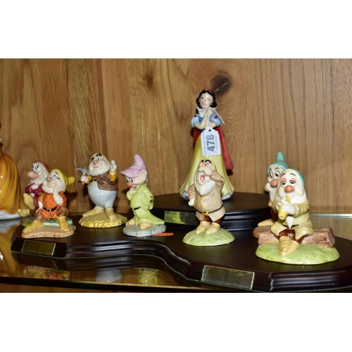 478 - ROYAL DOULTON WALT DISNEY SNOW WHITE AND THE SEVEN DWARFS FIGURES, 'Snow White' SW9, 'Doc' SW010, Gr... 