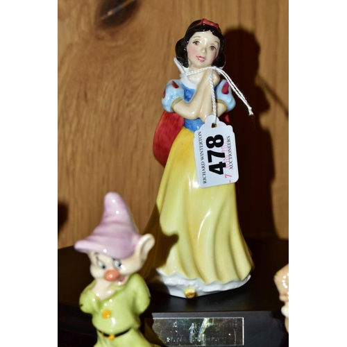 478 - ROYAL DOULTON WALT DISNEY SNOW WHITE AND THE SEVEN DWARFS FIGURES, 'Snow White' SW9, 'Doc' SW010, Gr... 