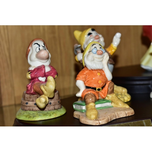 478 - ROYAL DOULTON WALT DISNEY SNOW WHITE AND THE SEVEN DWARFS FIGURES, 'Snow White' SW9, 'Doc' SW010, Gr... 