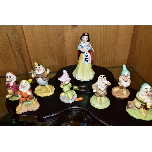 478 - ROYAL DOULTON WALT DISNEY SNOW WHITE AND THE SEVEN DWARFS FIGURES, 'Snow White' SW9, 'Doc' SW010, Gr... 