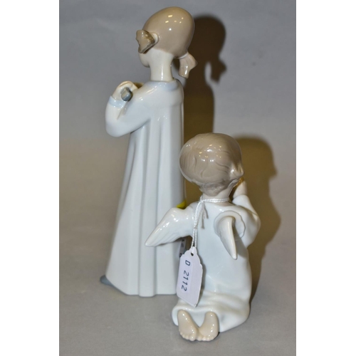 485 - TWO LLADRO FIGURES, comprising Angel Praying No 4538, height 13.5cm and Girl with Guitar No 4871, he... 