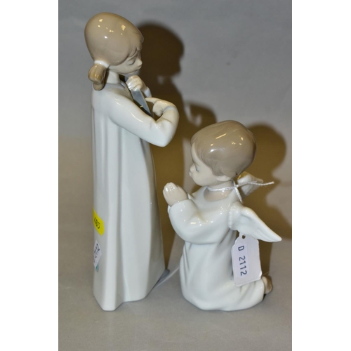 485 - TWO LLADRO FIGURES, comprising Angel Praying No 4538, height 13.5cm and Girl with Guitar No 4871, he... 