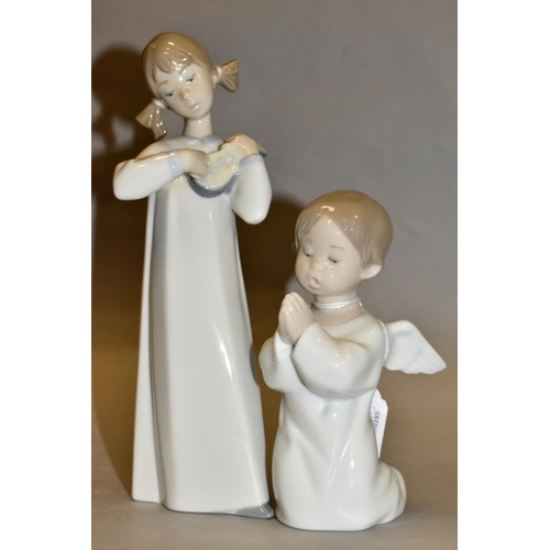 485 - TWO LLADRO FIGURES, comprising Angel Praying No 4538, height 13.5cm and Girl with Guitar No 4871, he... 