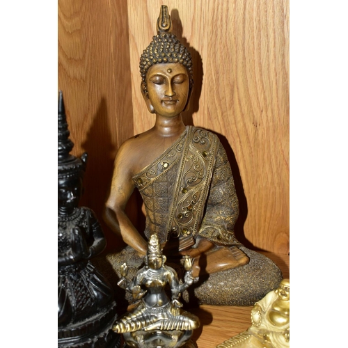 488 - A PAST TIMES RESIN BUDDHA FIGURE, height 11.5cm, a resin pen tray with seated Buddha figure, length ... 