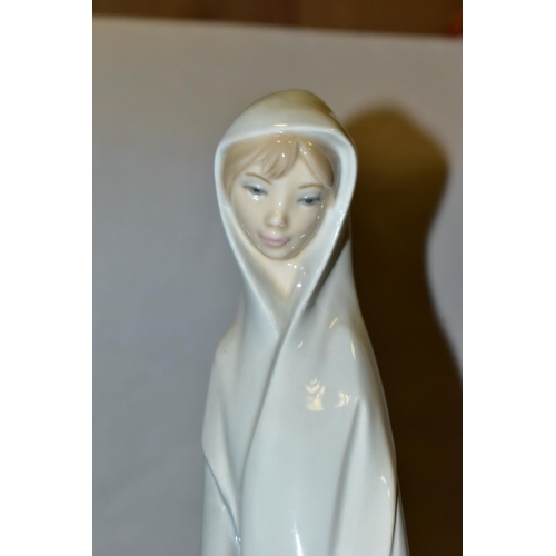 489 - THREE LLADRO FIGURES, comprising Girl with Booklet No 4501 designed by Fulgencio Garcia, height 33cm... 