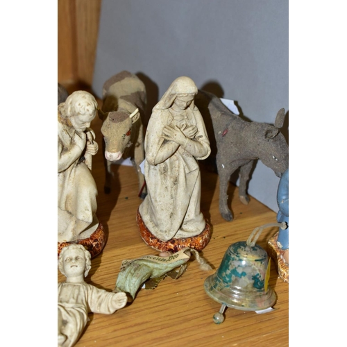 490 - A NATIVITY GROUP, to include plaster Mary, Joseph, Jesus and sheep (all white), three kings (painted... 