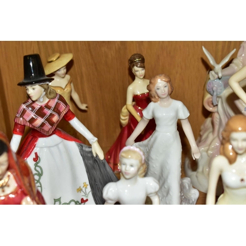 491 - A GROUP OF FIGURINES, comprising eleven Royal Doulton 'Tender Moment' (Impressions) HN4192, Paula HN... 