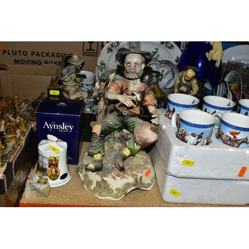 503 - THREE BOXES AND LOOSE DINNERWARES AND ORNAMENTS ETC, to include Johnsons Eternal Belle part dinner s... 