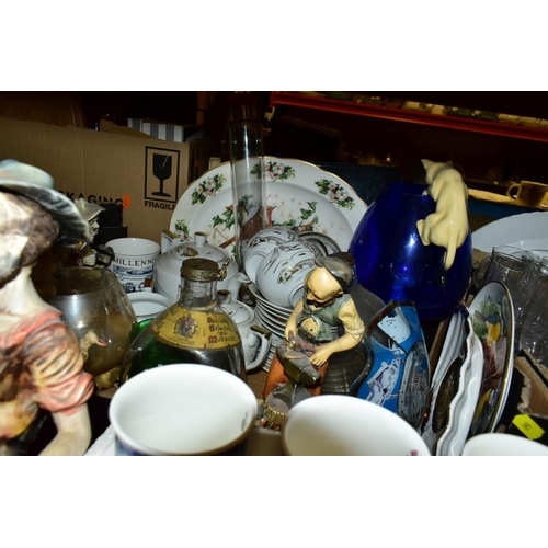 503 - THREE BOXES AND LOOSE DINNERWARES AND ORNAMENTS ETC, to include Johnsons Eternal Belle part dinner s... 