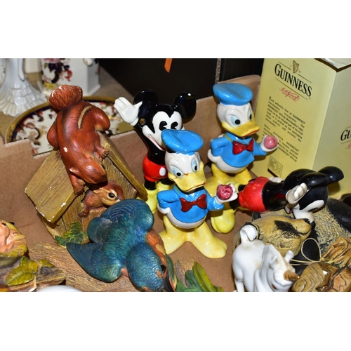 503 - THREE BOXES AND LOOSE DINNERWARES AND ORNAMENTS ETC, to include Johnsons Eternal Belle part dinner s... 