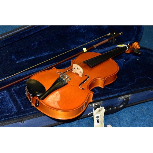 508 - A ¾ LENGTH CHILDS VIOLIN, made in the Peoples Republic of China, total length approximately 52.5cm, ... 