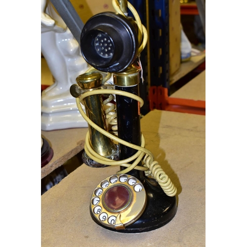 509 - A VINTAGE CANDLESTICK TELEPHONE, converted into a table lamp, height excluding shade 46cm, not teste... 