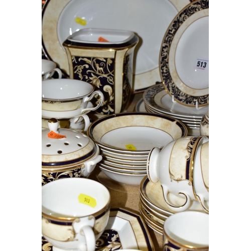 513 - A WEDGWOOD CORNUCOPIA PART DINNER SERVICE, comprising five teacups (one rings dull), seven saucers, ... 