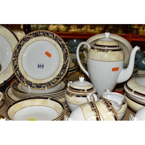 513 - A WEDGWOOD CORNUCOPIA PART DINNER SERVICE, comprising five teacups (one rings dull), seven saucers, ... 