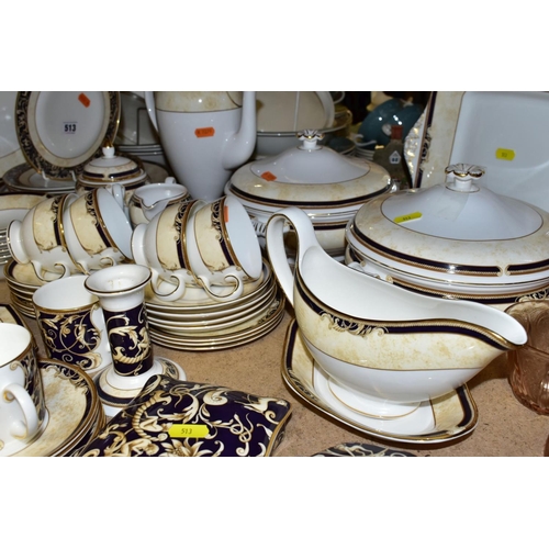 513 - A WEDGWOOD CORNUCOPIA PART DINNER SERVICE, comprising five teacups (one rings dull), seven saucers, ... 