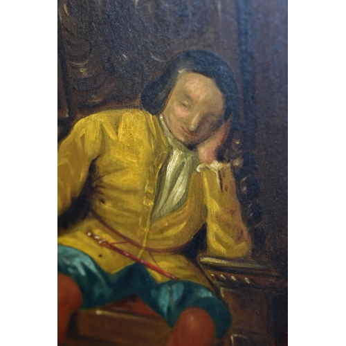 520 - A GENRE PORTRAIT OF A SLEEPING GENTLEMAN AND HIS DOG, in a continental interior scene, no visible si... 