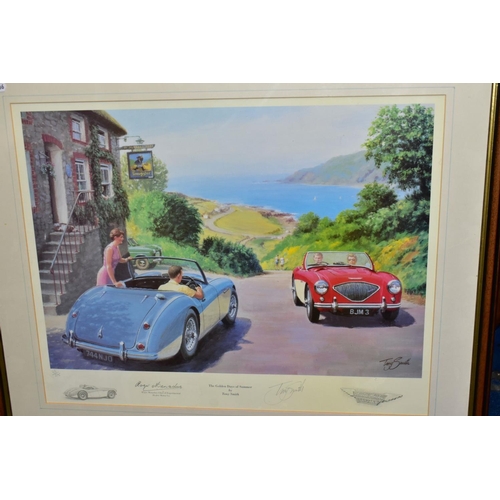 522 - TONY SMITH (BRITISH CONTEMPORARY), 'THE GOLDEN DAYS OF SUMMER', depicting two Austin Healey 3000 MKI... 