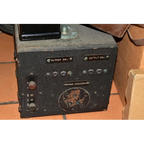 556 - ONE BOX AND LOOSE OF VINTAGE CINEMA RELATED ITEMS, including a cine-equipment Ltd model 021 portable... 