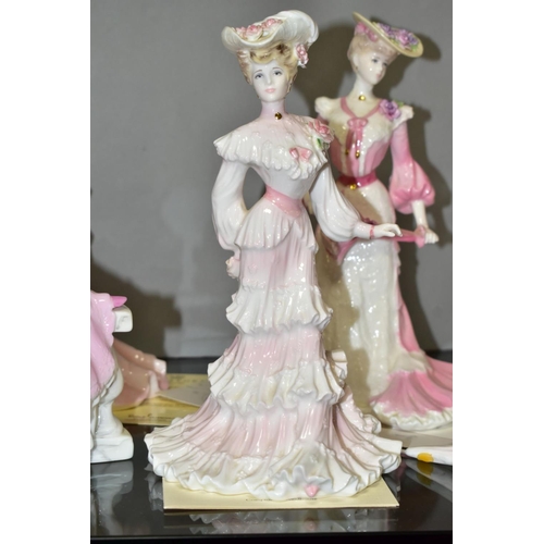 567 - FOUR COALPORT FIGURES, comprising two limited edition 'Lady Caroline in the Summer Garden Party' No.... 