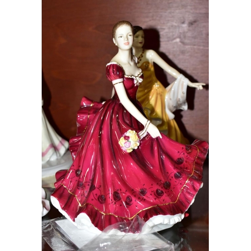 571 - FOUR ROYAL DOULTON PRETTY LADIES FIGURES, comprising 'Forever Autumn' HN5108 with certificate, Figur... 