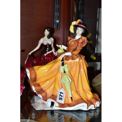 571 - FOUR ROYAL DOULTON PRETTY LADIES FIGURES, comprising 'Forever Autumn' HN5108 with certificate, Figur... 