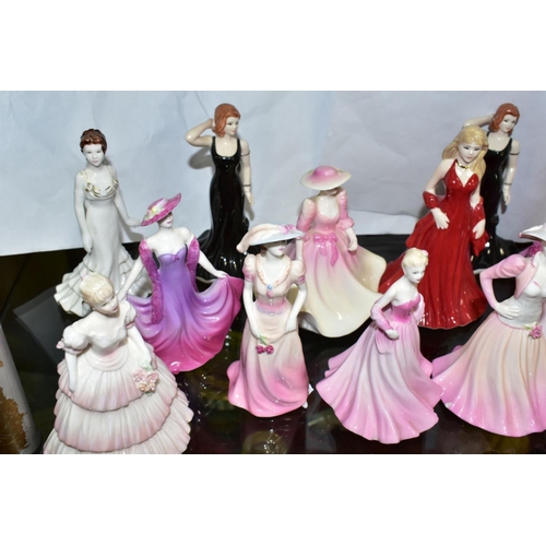 574 - FIFTEEN COALPORT FIGURES comprising four minuettes 'Rosie, 'Justine', 'Michelle' and 'Jessica', Flor... 