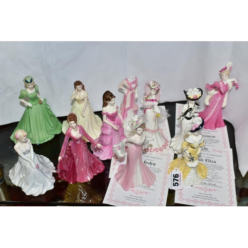 576 - ELEVEN SMALL COALPORT FIGURES, comprising six My Fair Ladies all with certificates 'Lady Eliza', Lad... 