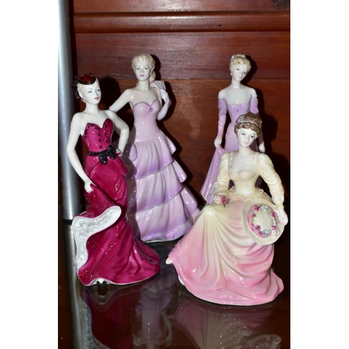 578 - FOUR COALPORT LADIES OF FASHION FIGURES, 'Lady in Lace', 'Sophisticated Lady', 'Veronica' and 'Boler... 