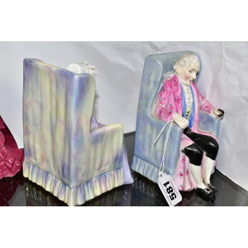 581 - TWO ROYAL DOULTON FIGURES, 'Darby' HN2024 and 'Joan' HN2023, heights 14cm (2) (Condition Report:- No... 