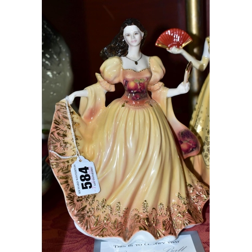 584 - TWO ROYAL WORCESTER FIGURES, 'ROMANY BALL' limited edition 276/500 modelled by Richard Moore (certif... 