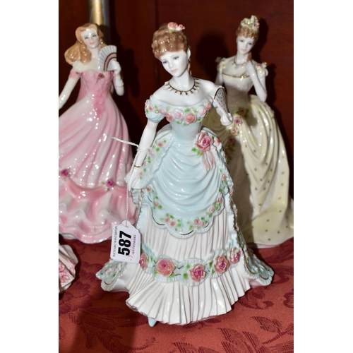 587 - FOUR ROYAL WORCESTER FIGURES, comprising two limited edition from Splendour At Court series, 'A Roya... 